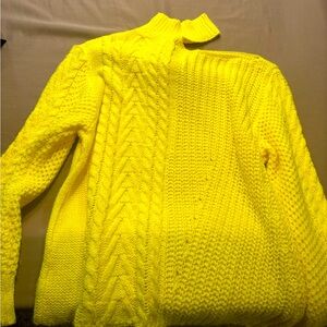 Yellow Cable Knit Women's Sweater
